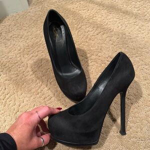 YSL suede platform heels